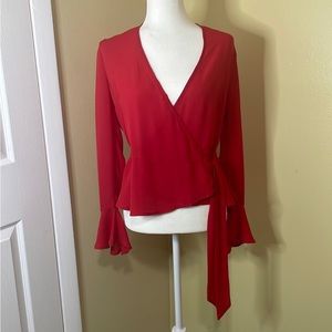 Drop boutique long sleevez red  blouse Sz: M